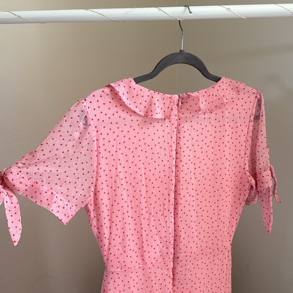 Lulus polka dot midi dress high low Galentines dress - Picture 12 of 16